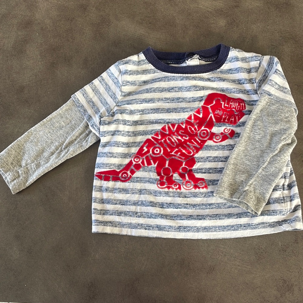Baby boy dinosaur short sleeve style shirt with integrated long sleeves 🦖